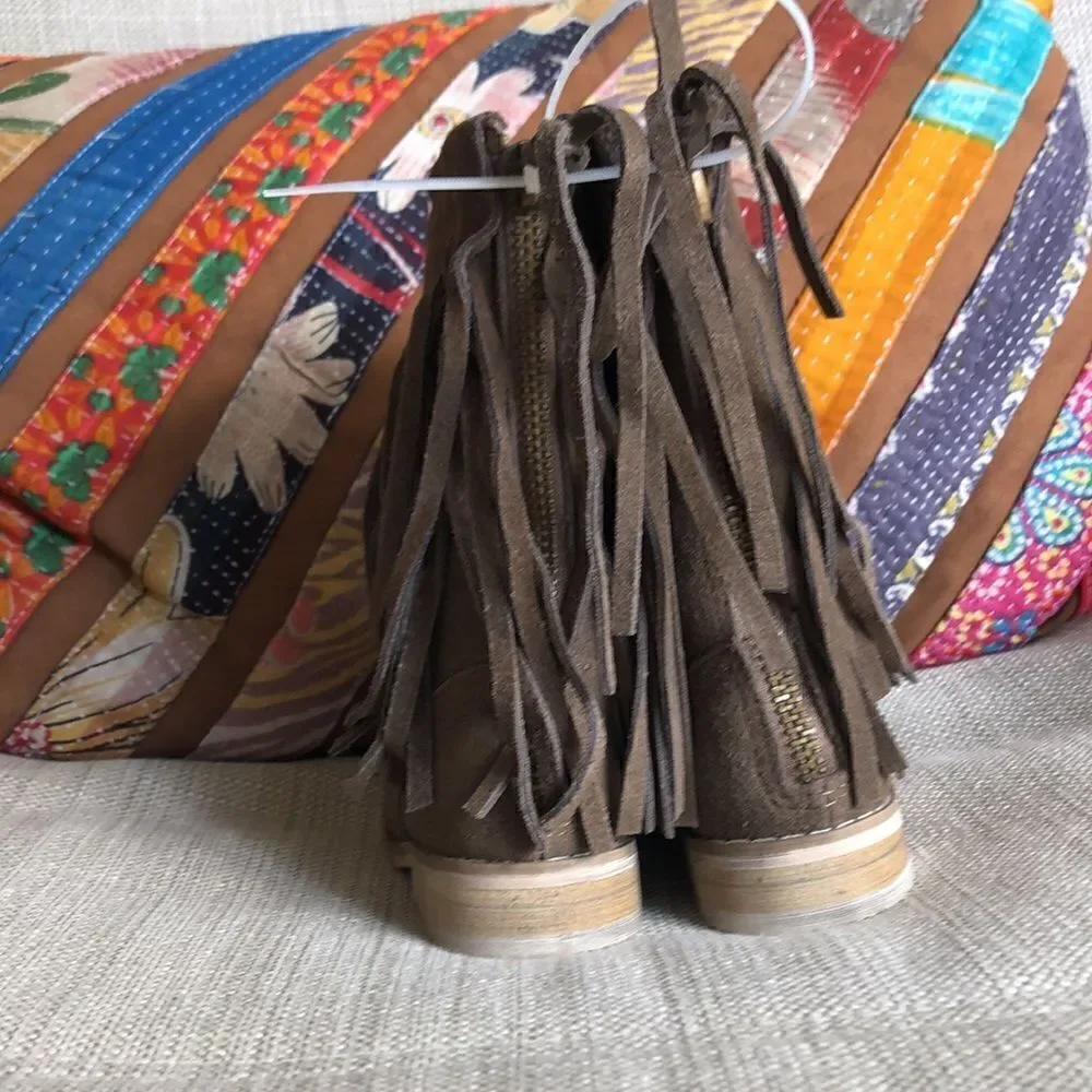 Joyfolie Genuine Suede Fringe Baby Boots
